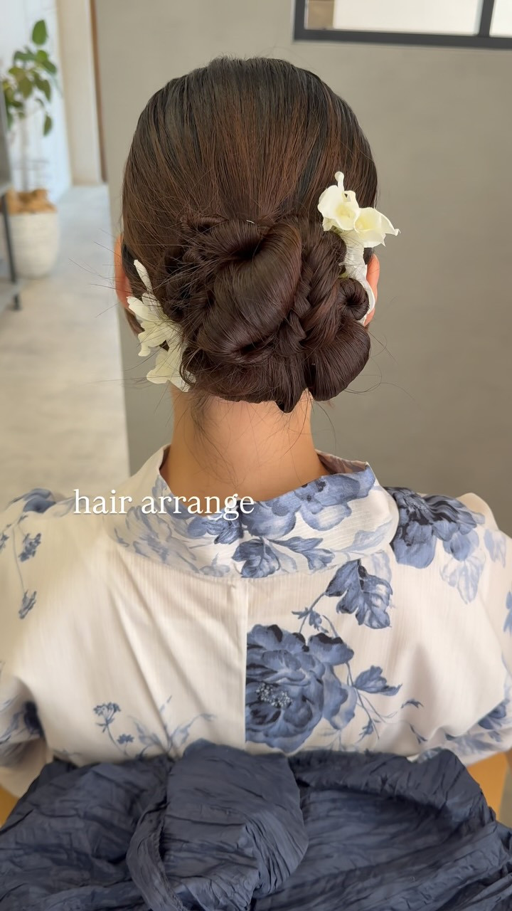 大人かわいい浴衣アレンジ🎐🩵